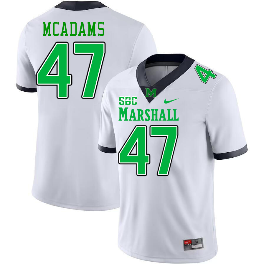 Marshall Thundering Herd #47 Eahjay McAdams College Football Jerseys Stitched-White